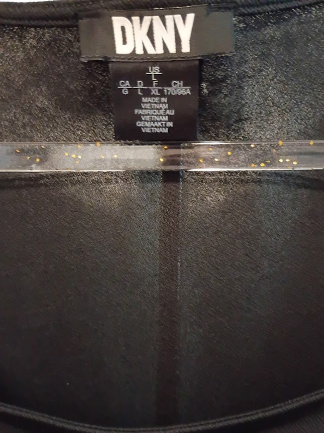 DKNY Black Short Sleeve Top – L/XL – Minimalist Logo Tee