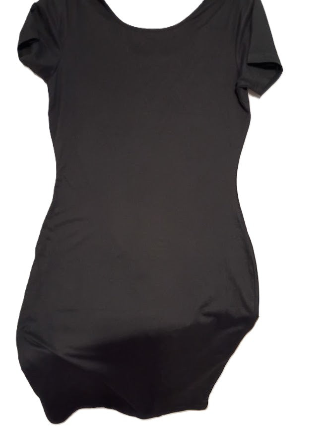 Women’s Black Bodycon Midi Dress – Slim Fit Short Sleeve – Pull‑On Style
