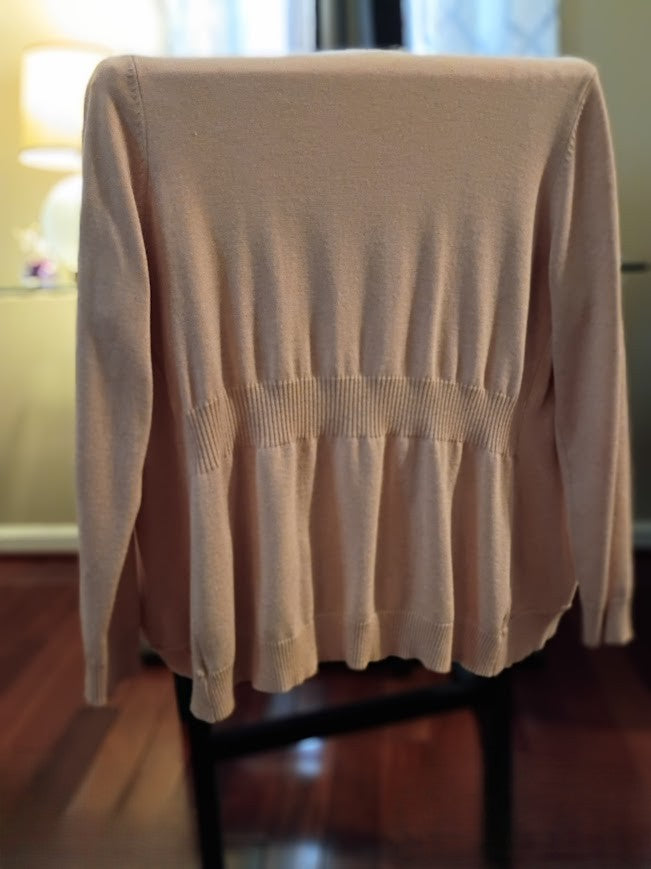 Soft Blush Open‑Front Knit Cardigan – Verve Ami (L)