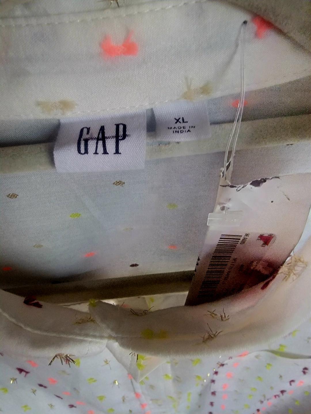 Gap Multicolor Woven Button-Up Shirt – White, Size XL | Pre-Owned by REnewd