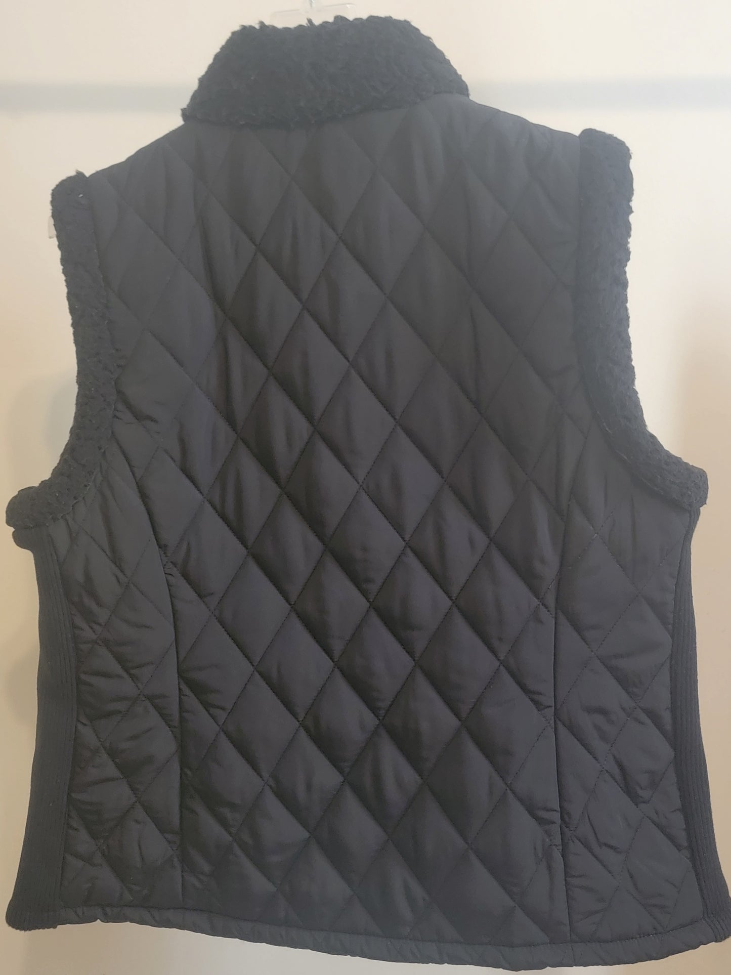 Calvin Klein Black Quilted Zip‑Front Vest with Fleece Trim — Size 0X