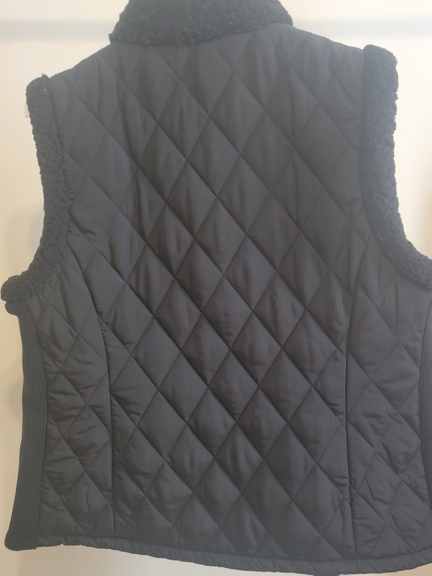 Calvin Klein Black Quilted Zip‑Front Vest with Fleece Trim — Size 0X