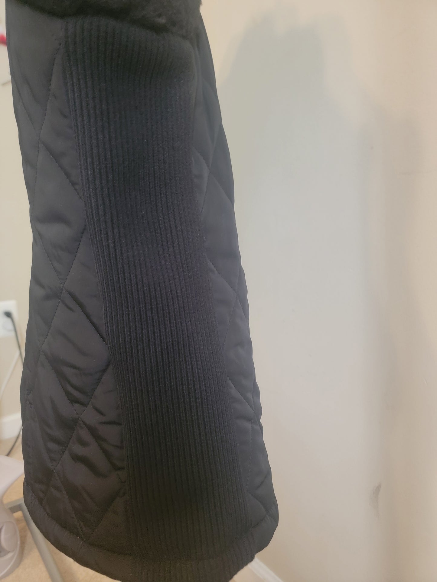 Calvin Klein Black Quilted Zip‑Front Vest with Fleece Trim — Size 0X