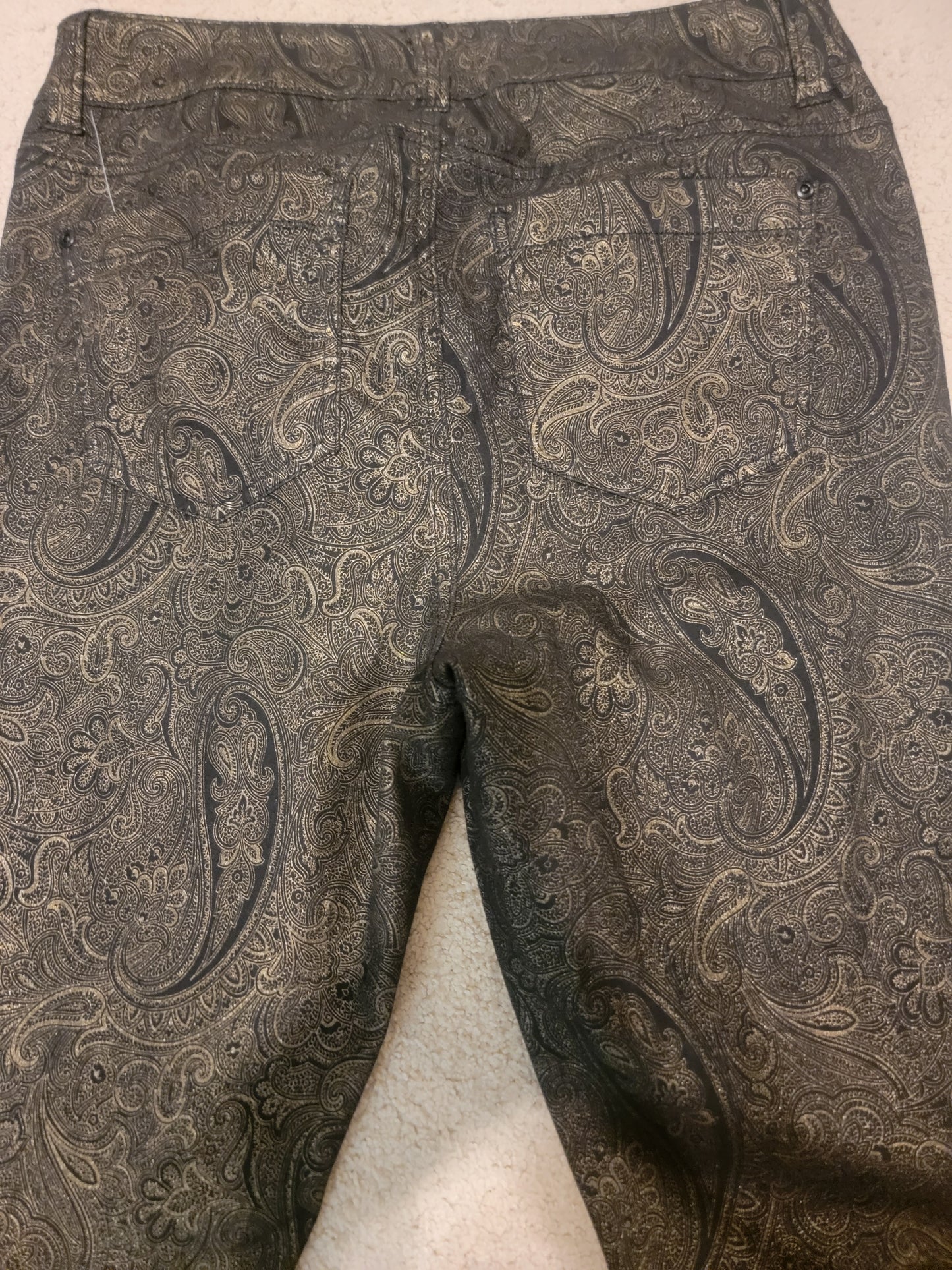 Forever 21+ Black & Gold Paisley Print Pants —Size 12