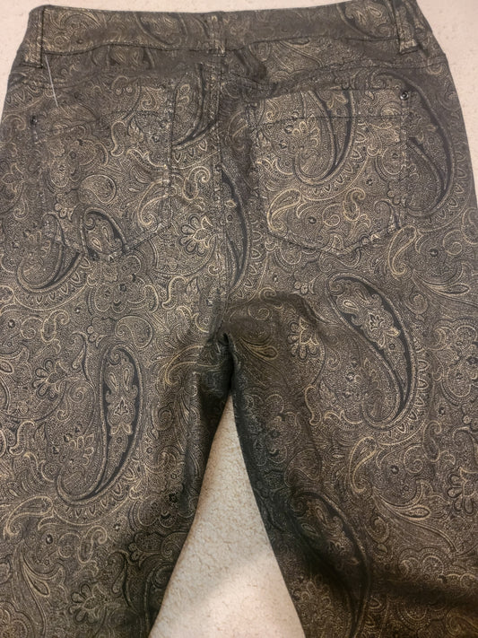 Forever 21+ Black & Gold Paisley Print Pants —Size 12