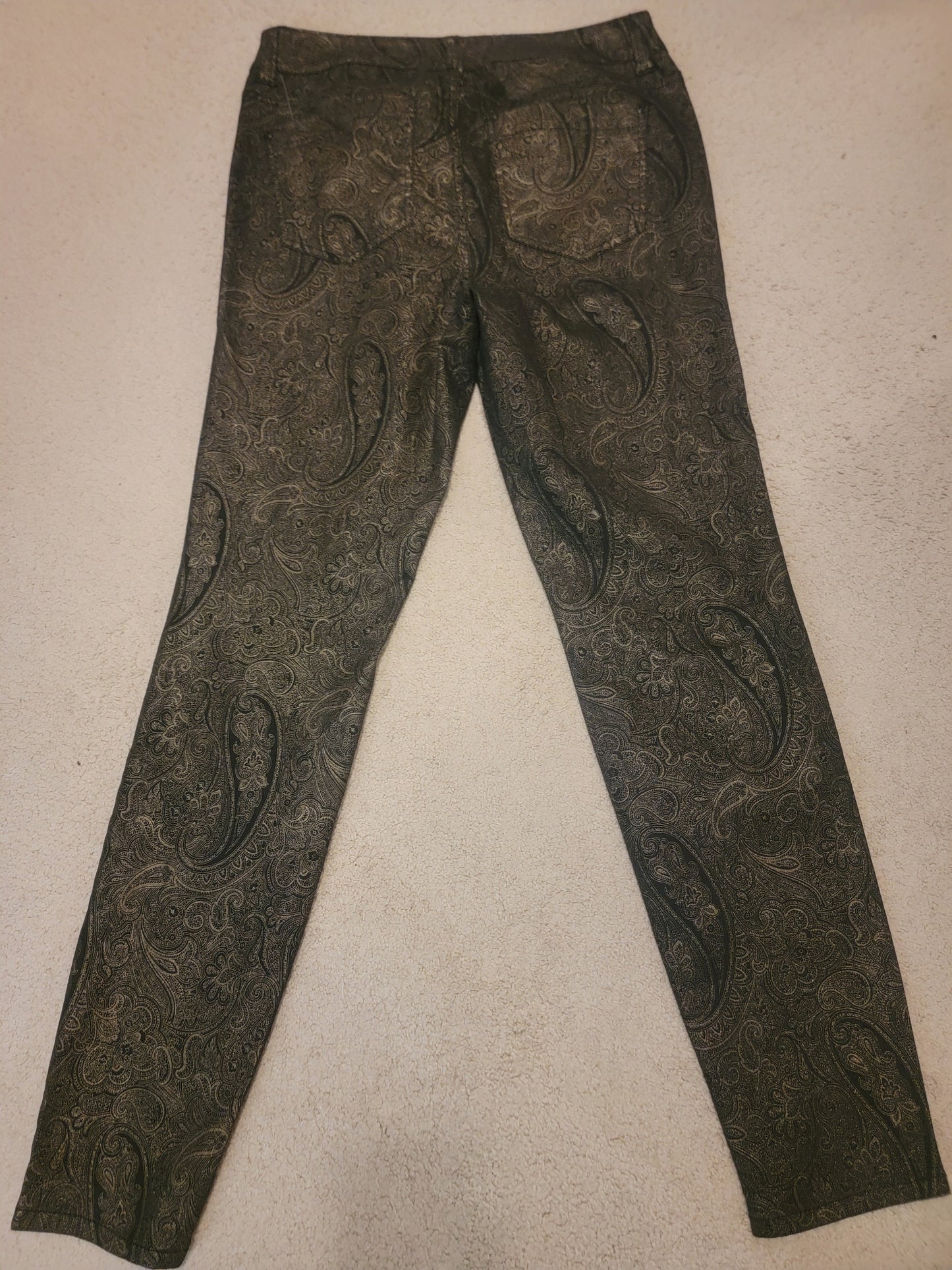 Forever 21+ Black & Gold Paisley Print Pants —Size 12