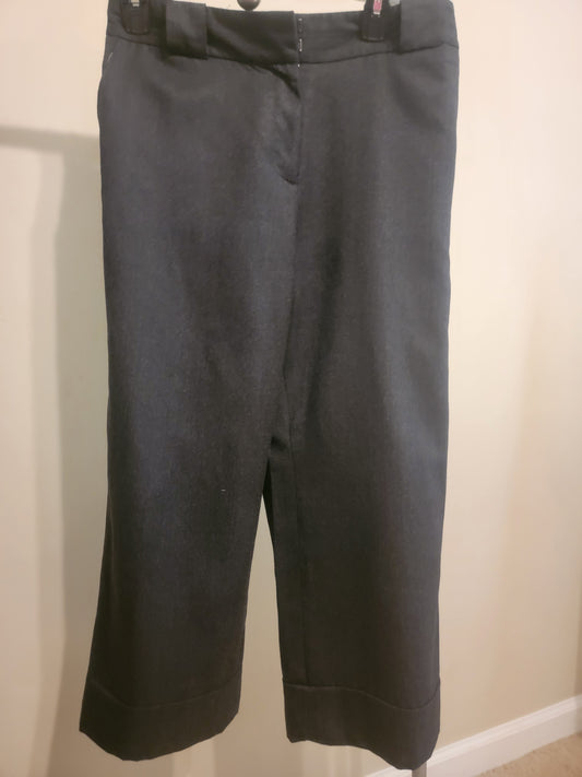 LOFT Wool Cropped Wide-Leg Dress Pants – Charcoal, Size 12 | Pre-Owned by REnewd
