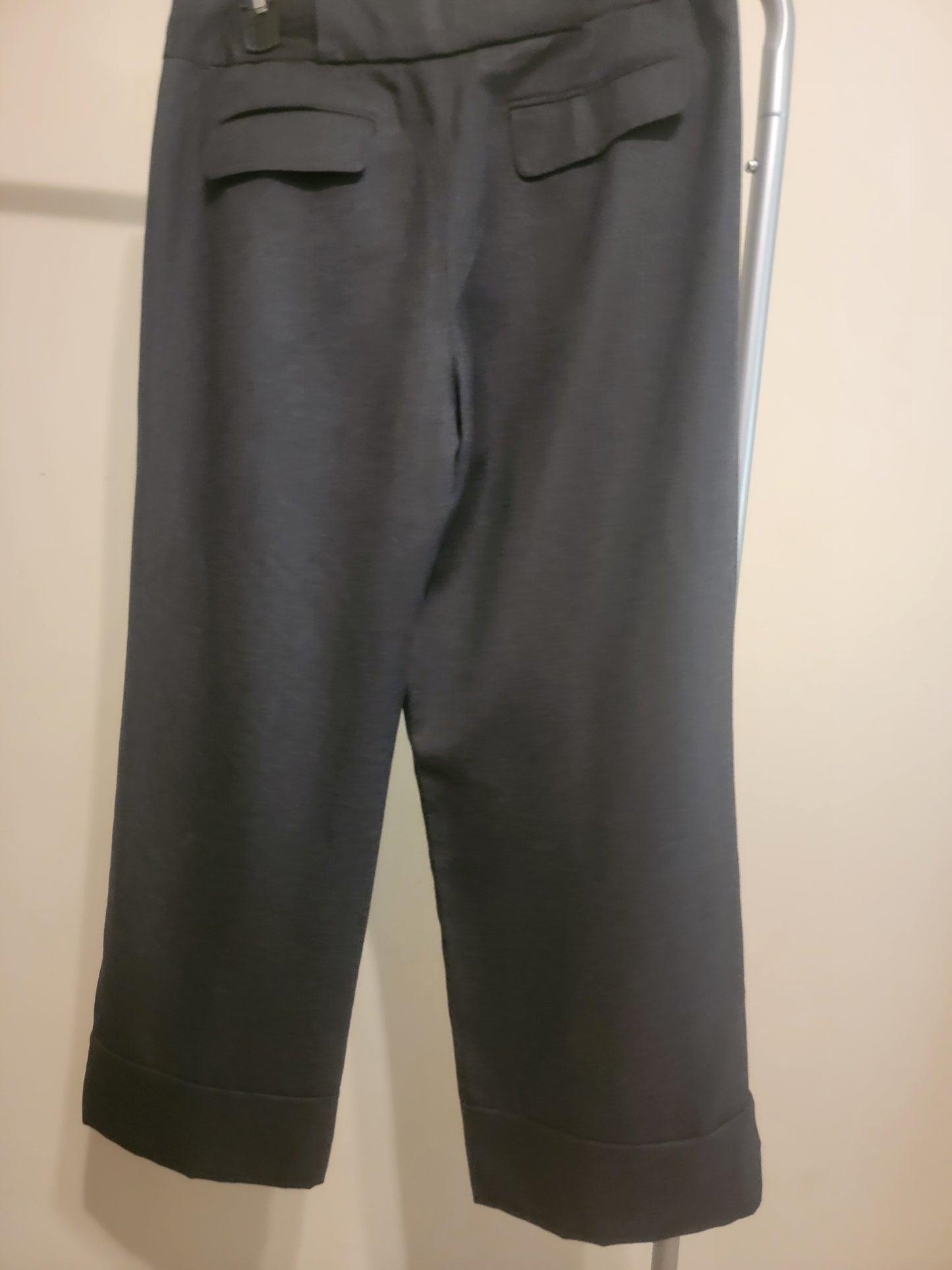 LOFT Wool Cropped Wide-Leg Dress Pants – Charcoal, Size 12 | Pre-Owned by REnewd