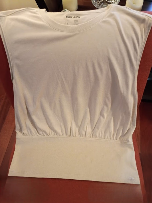 Light Brown Ruched Sleeveless Knit Top – DKNY JEANS (XL)