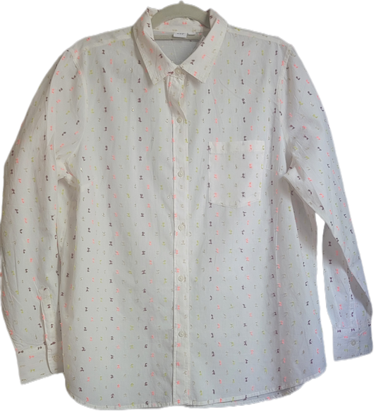 Gap Multicolor Woven Button-Up Shirt – White, Size XL | Pre-Owned by REnewd