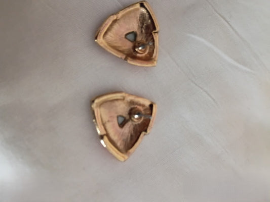 Marbled Pink & Gold Geometric Swirl Stud Earrings