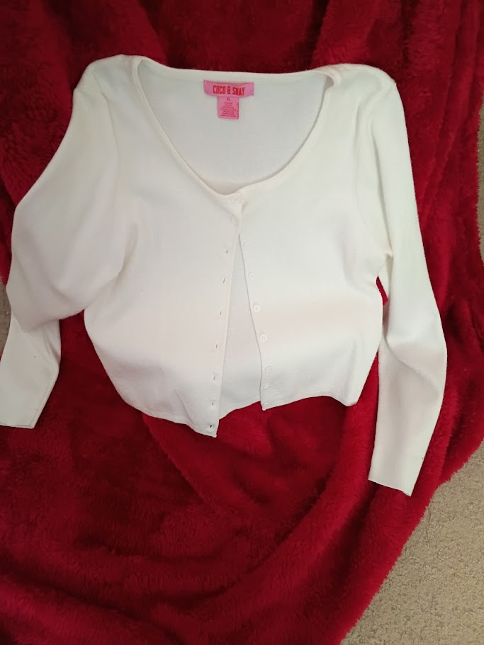 White Button‑Front Long Sleeve Cardigan – COCO & SHAY (XL)