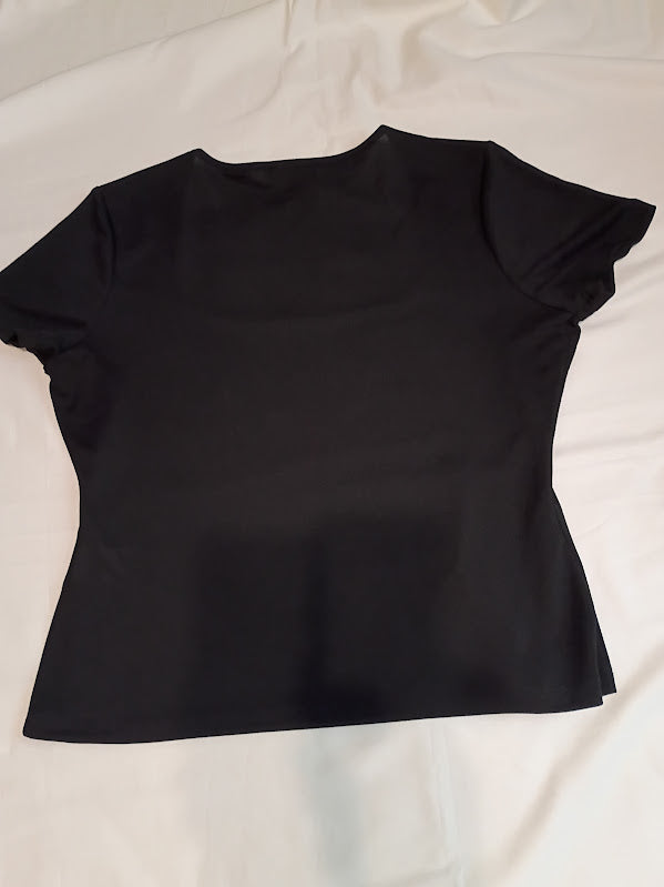 DKNY Black Short Sleeve Top – L/XL – Minimalist Logo Tee