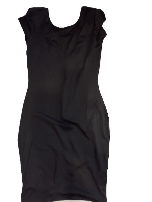 Women’s Black Bodycon Midi Dress – Slim Fit Short Sleeve – Pull‑On Style