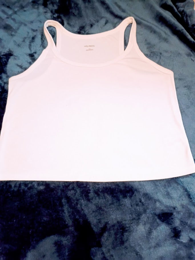 Wild Fable White Ribbed Tank Top – Size XXL