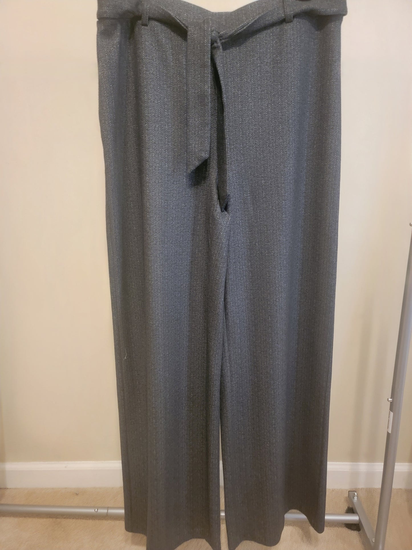 Charcoal Wide-Leg Dress Trouser with Matching Belt – Size L | Pre-Owned by REnewd
