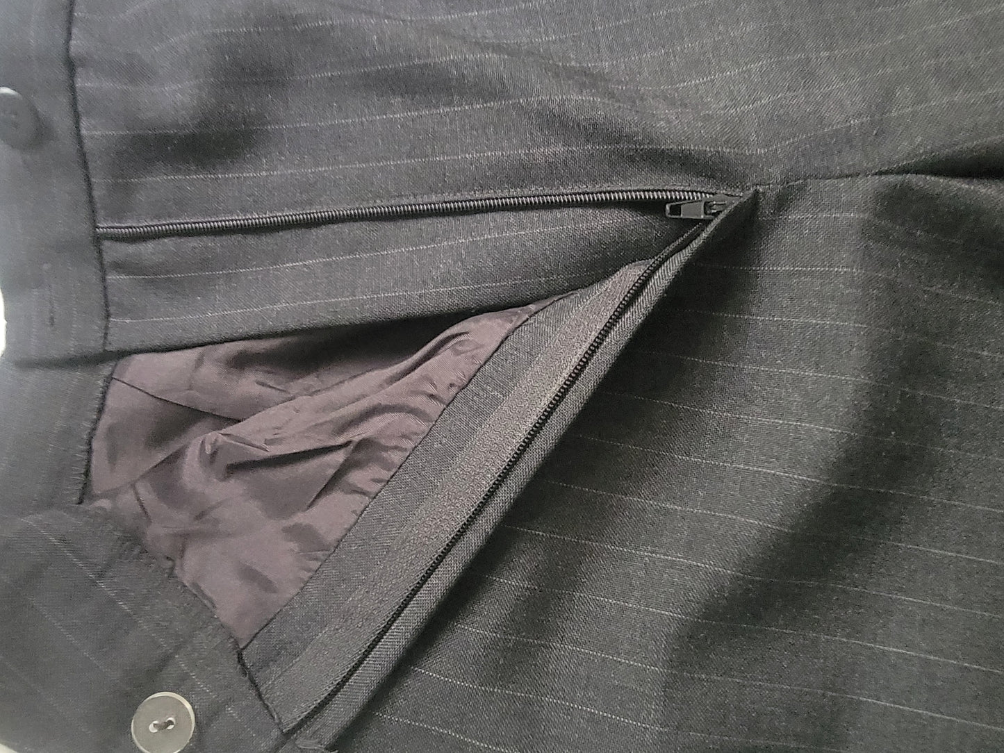 Charcoal Gray Pinstriped Dress Pants – Size 12 | Pre-Owned by REnewd