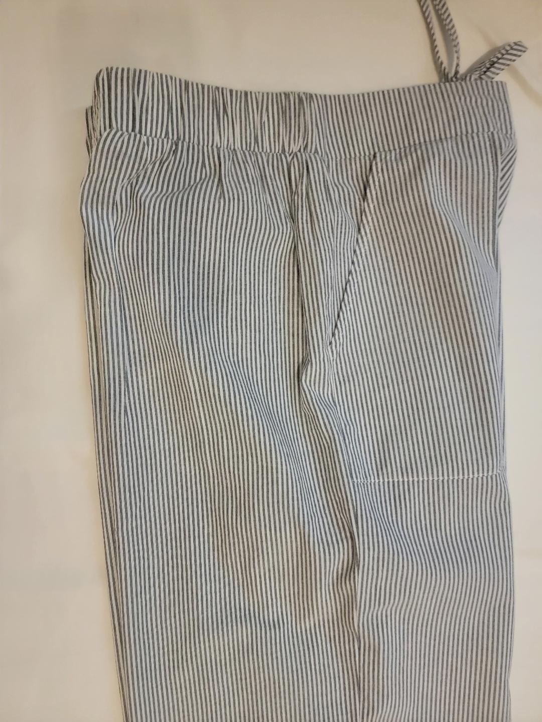 Grey-Blue Striped Wide-Leg Lounge Pants – Size XL | Pre-Owned by REnewd