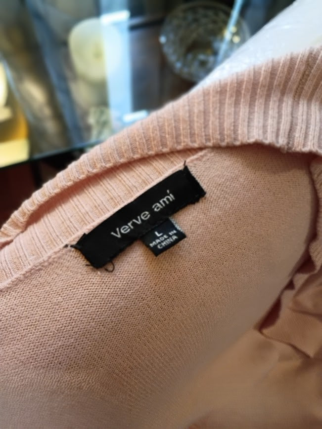 Soft Blush Open‑Front Knit Cardigan – Verve Ami (L)