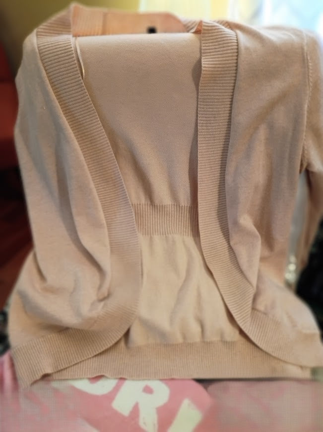 Soft Blush Open‑Front Knit Cardigan – Verve Ami (L)