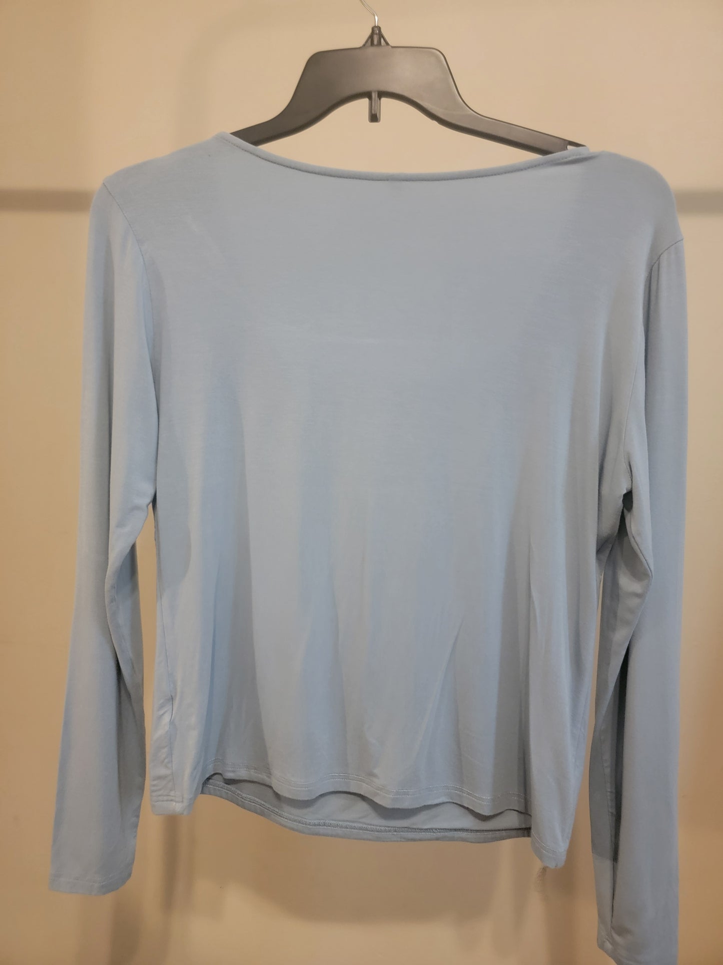 Women’s Solid Square‑Neck Long‑Sleeve Pullover Top – Light Blue size XL