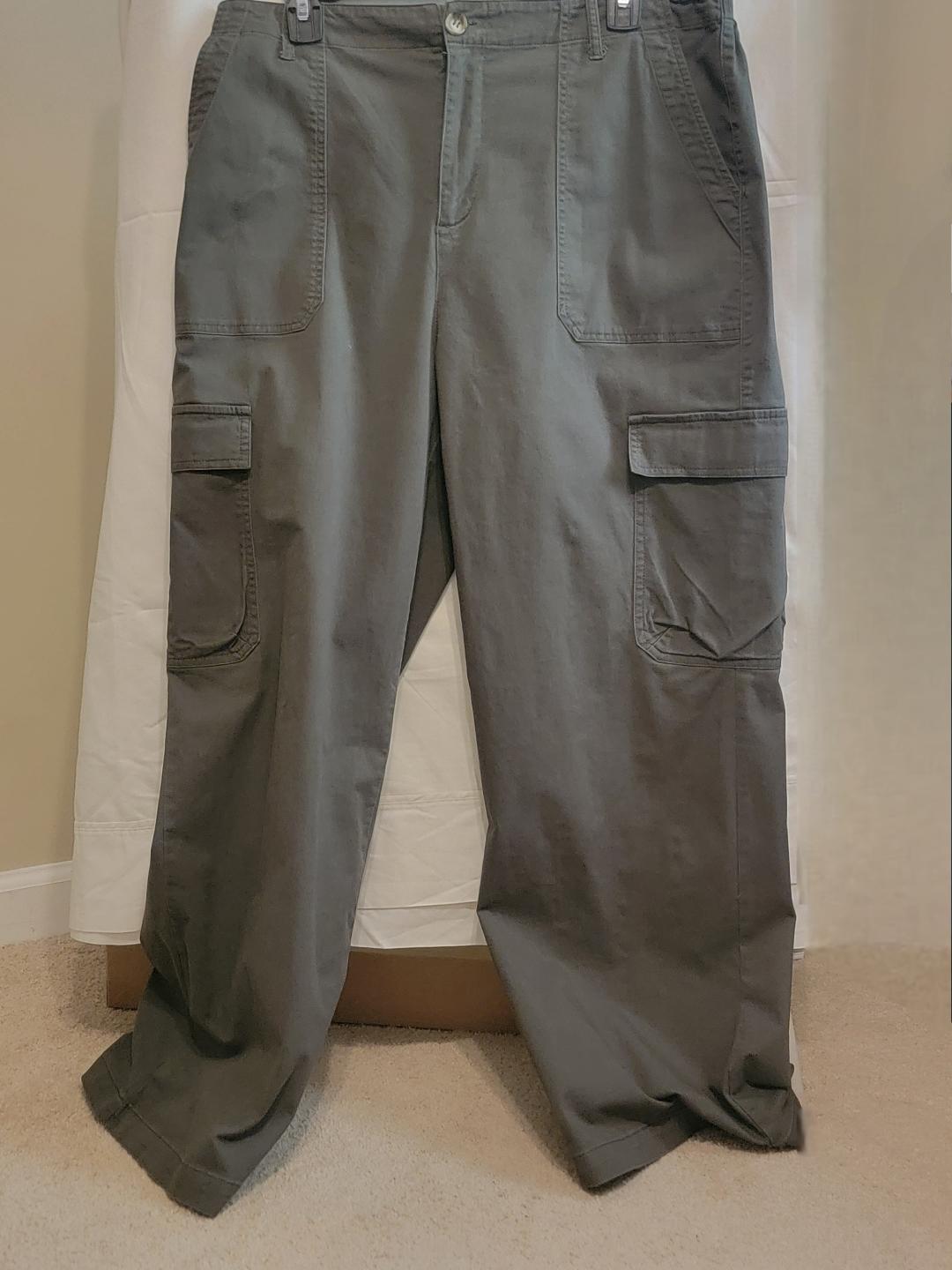 Grace Karin High-Waisted Wide-Leg Cargo Pants – Olive Green, Size XL | Pre-Owned by REnewd
