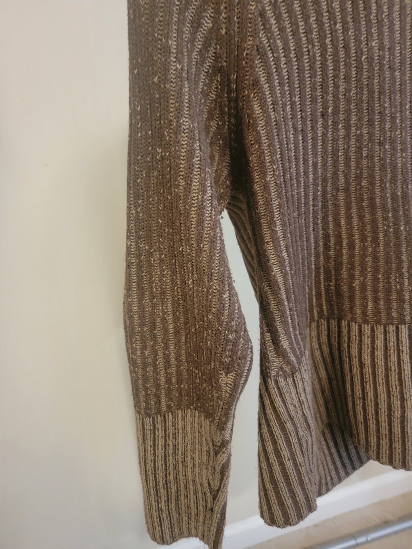 Carol Rose Textured Rib‑Knit Cowl‑Neck Sweater – XL (Light/Dark Brown Mix)