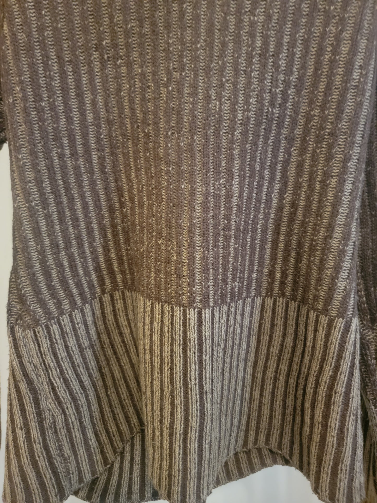 Carol Rose Textured Rib‑Knit Cowl‑Neck Sweater – XL (Light/Dark Brown Mix)