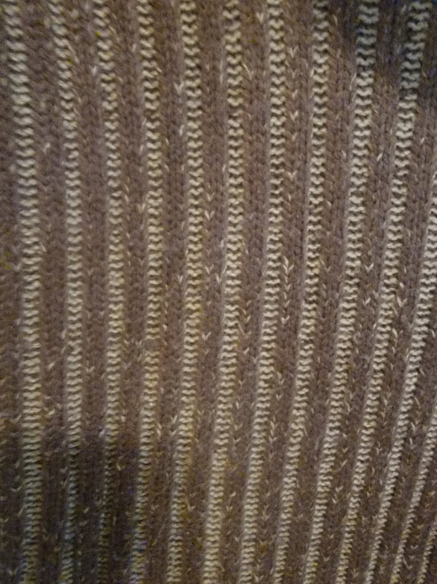 Carol Rose Textured Rib‑Knit Cowl‑Neck Sweater – XL (Light/Dark Brown Mix)