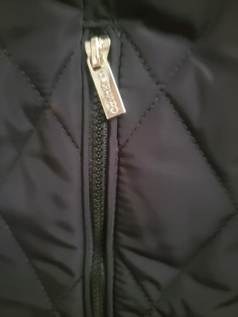 Calvin Klein Black Quilted Zip‑Front Vest with Fleece Trim — Size 0X