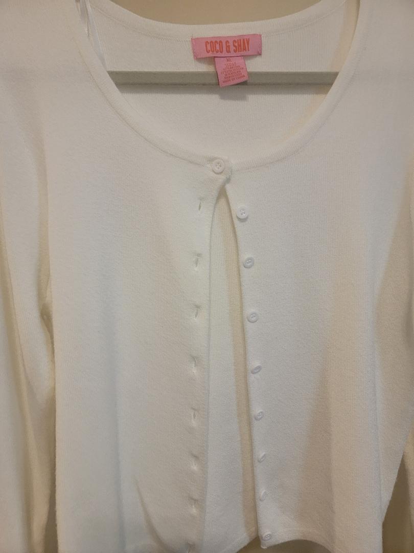 COCO & SHAY White Button‑Down Scoop‑Neck Cardigan – XL