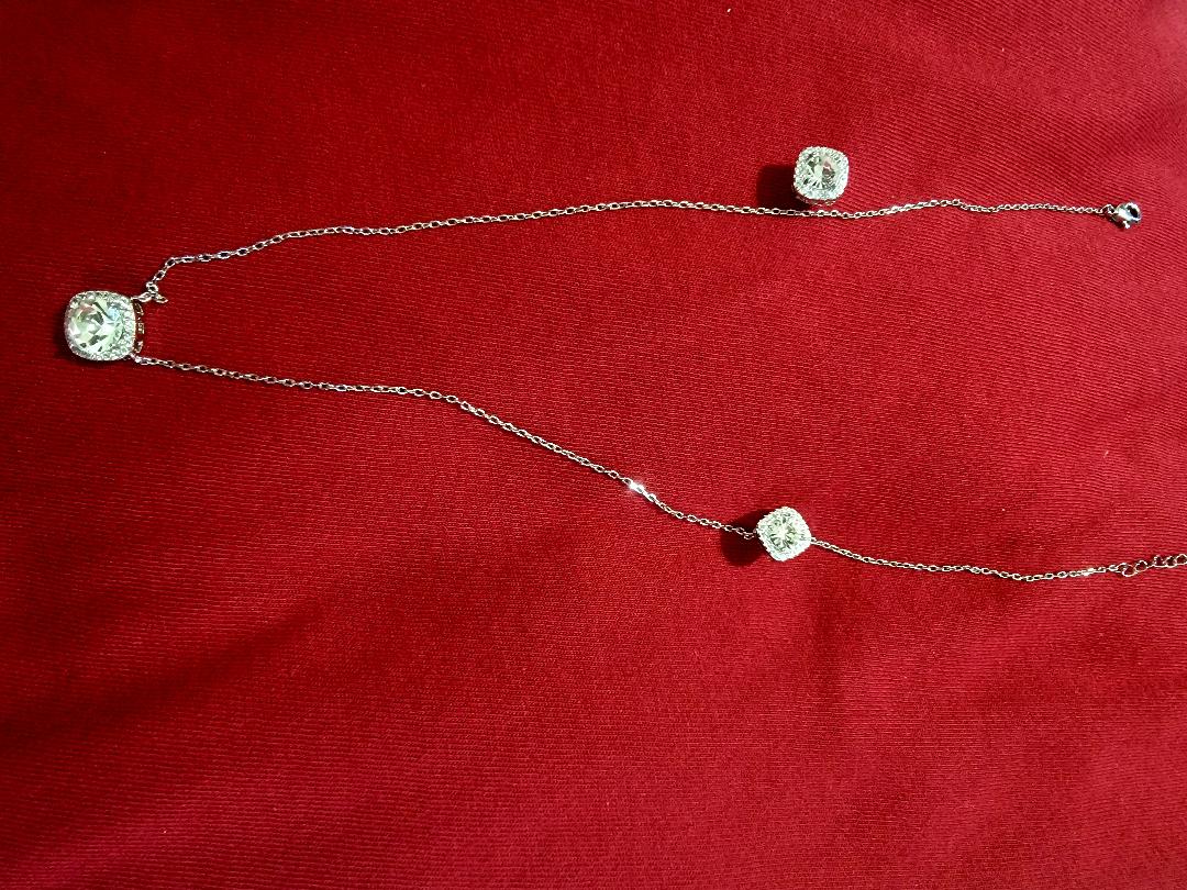 Devon Rose Crystal Halo Cushion-Cut Stud Earring & 18" Necklace Set | Pre-Owned by REnewd